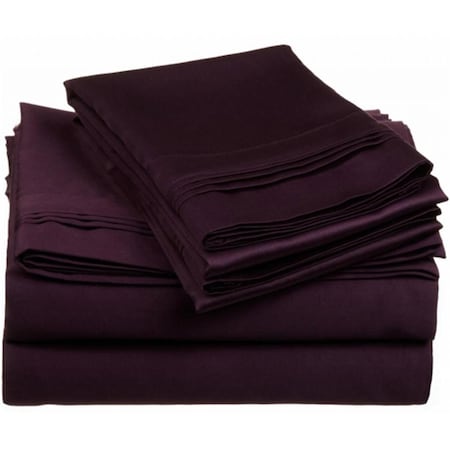 Impressions By Luxor Treasures Egyptian Cotton 650 Thread Count Solid Sheet Set Twin-Plum 650TWSH SLPL